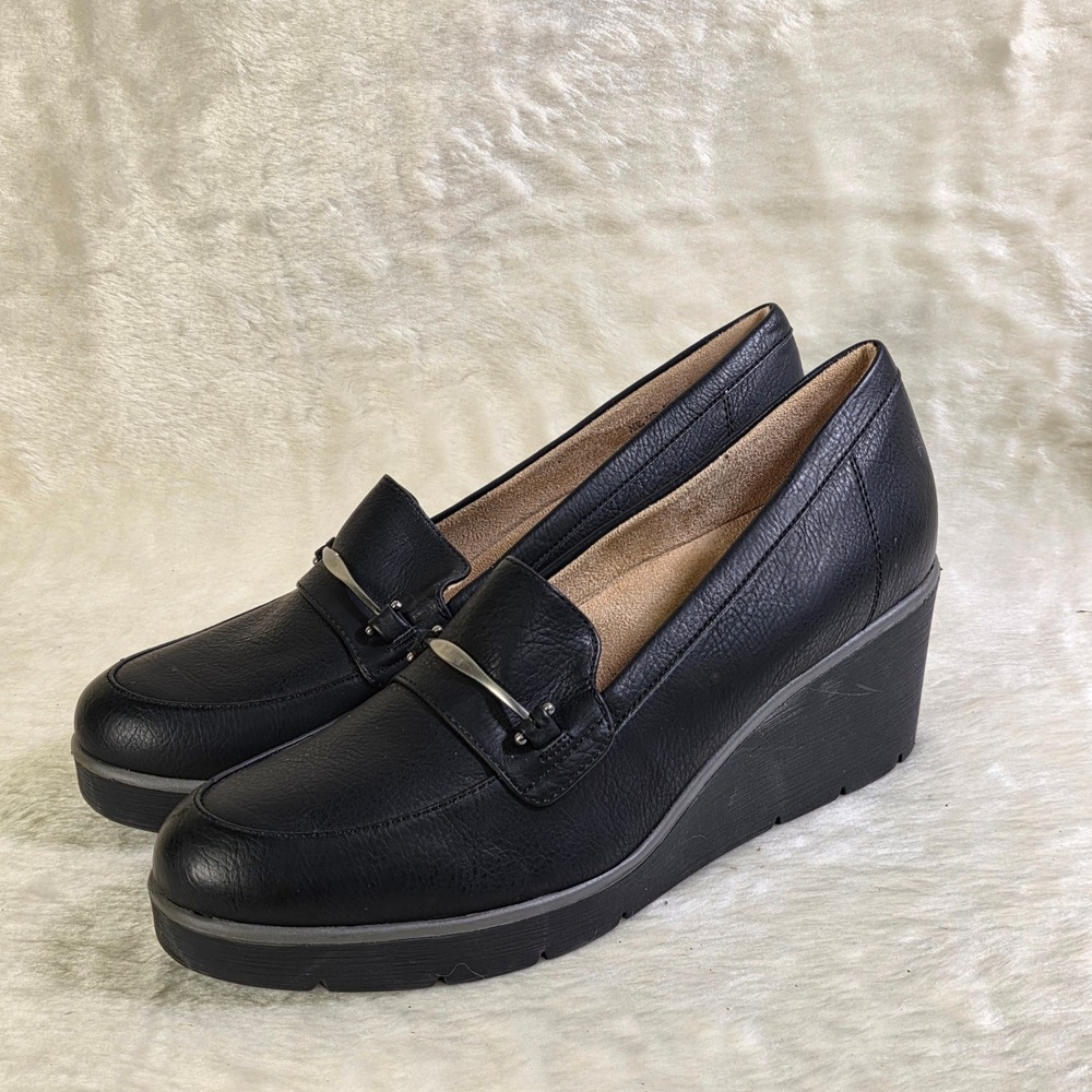 Soul Naturalizer Achieve Wedge Loafers Black Horsebit Womens 12M Excellent